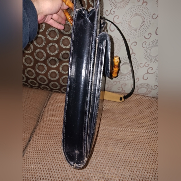 Gucci vintage bamboo handle leather briefcase with long strap - Picture 3 of 7